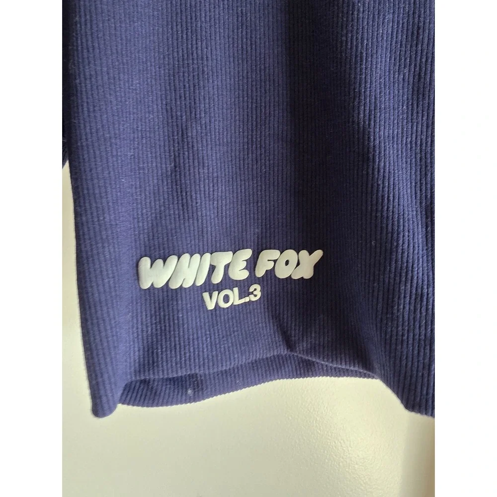 NWT White Fox Biker Shorts Women XS Navy Ribbed Casual Athleisure Bike